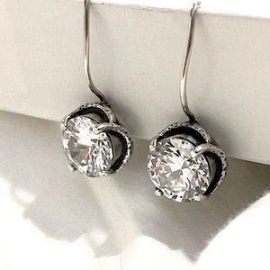 SILPADA Sterling Silver Faceted Round Cut Cubic Zirconia Center Stage Earrings